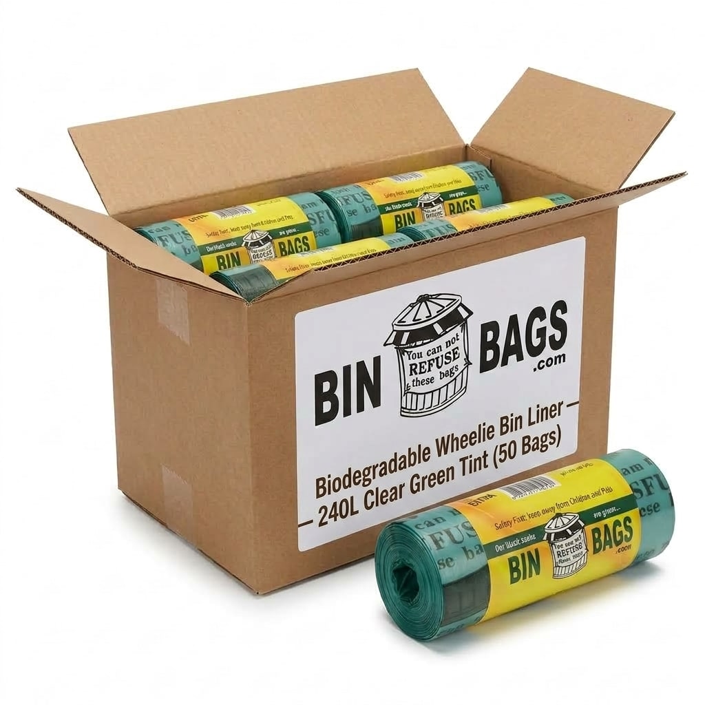 Biodegradable Wheelie Bin Liner — 240L Clear Green Tint (50 Bags)